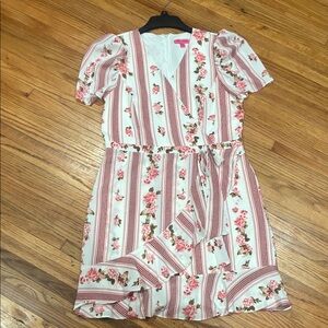 Betsey Johnson Pink Floral Striped Mini Dress